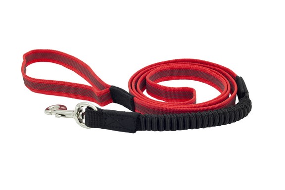 Поводок Каскад двухсторонний с латексной нитью нейлон красный для собак 2 см*1,5 м