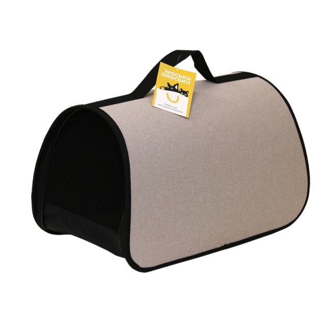 Сумка-переноска Моськи-Авоськи рогожка-пластик бежевый для животных 45*26*26,5 см
