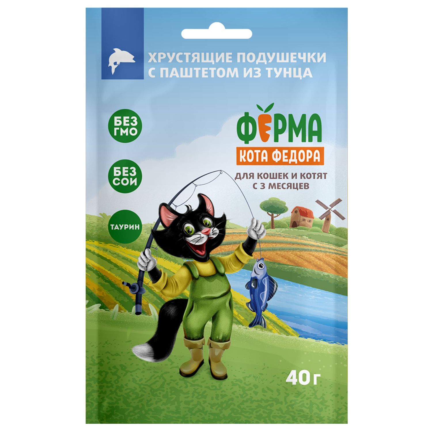 Лакомство Мнямс Ферма кота Федора Хрустящие подушечки с паштетом из тунца для кошек 40 г