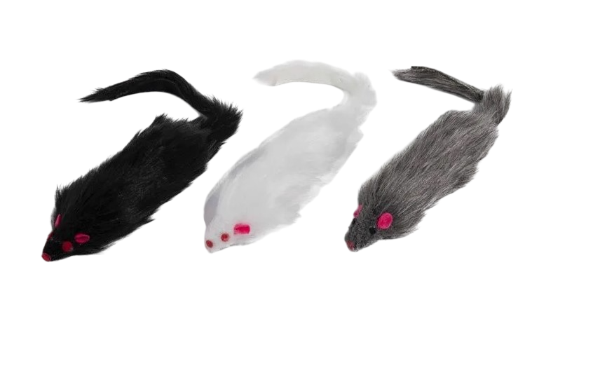 Игрушка Wogy Мышь-погремушка натуральный мех для кошек 15*4 см