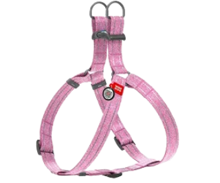 Шлейка WAUDOG Re-cotton с QR паспортом из восст хлопка светоотр розовый L для собак 2,5*60-90 см