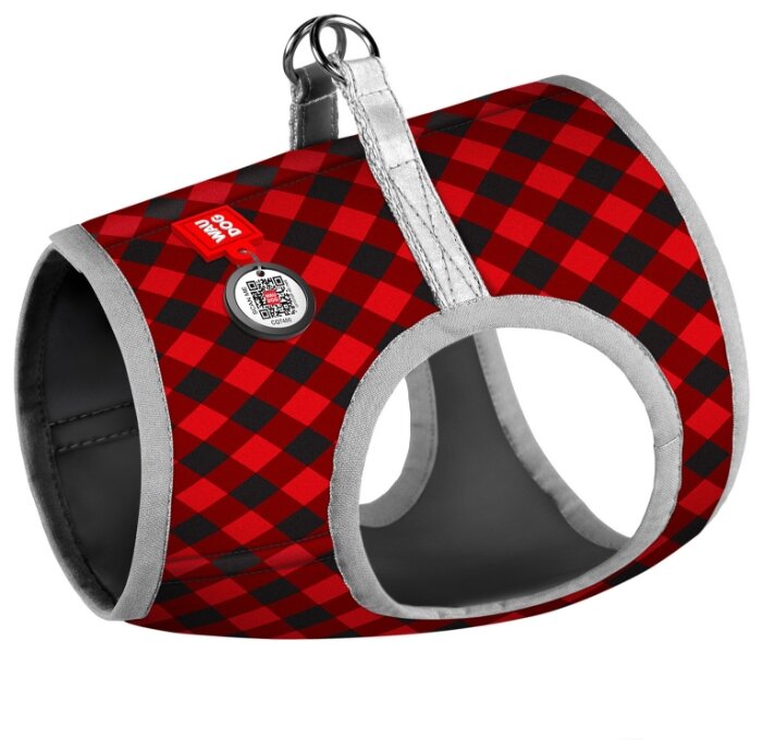 Шлейка WAUDOG Шотландка S1 красный для собак 29-31*40-45 см