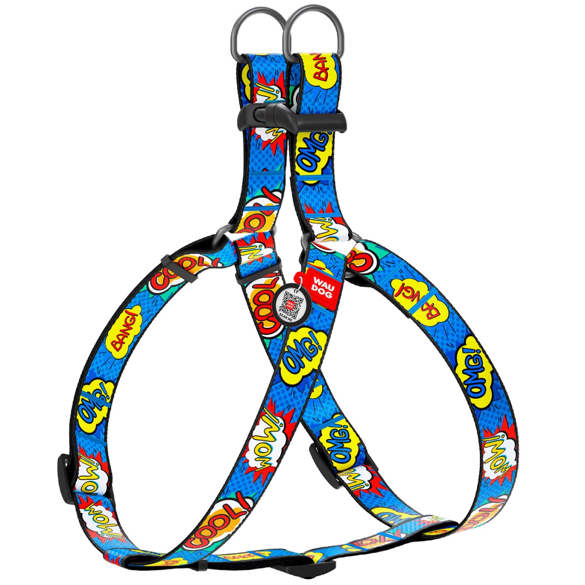 Шлейка WAUDOG Nylon с QR паспортом M для собак 2*50-80 см