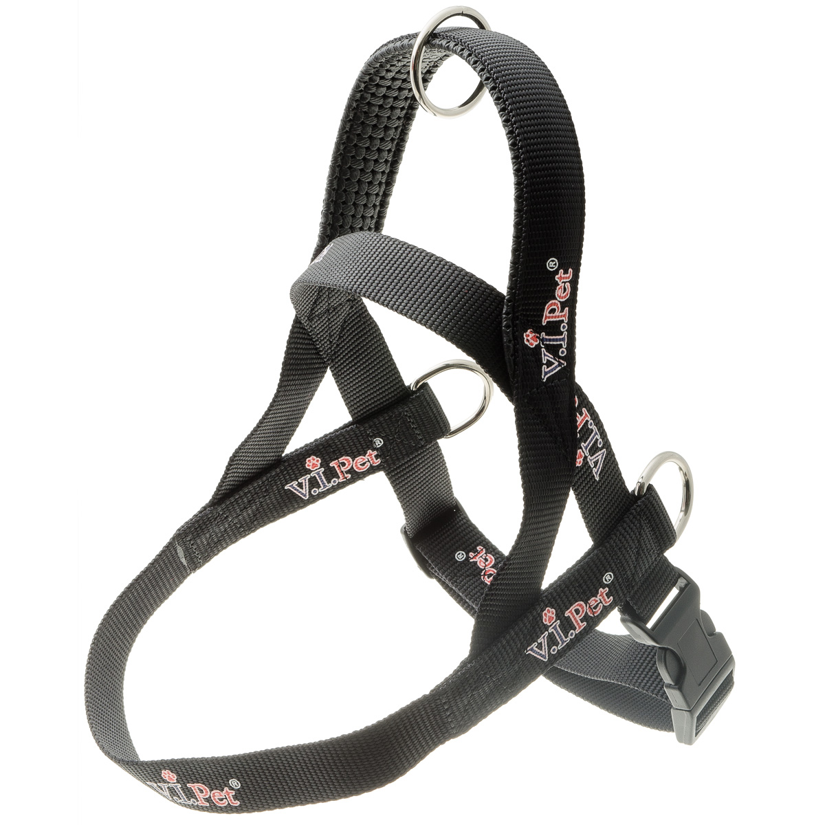 Шлейка V.I.Pet ездовая чёрная для собак 1