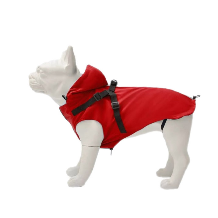 Куртка Уют Водонепроницаемая с капюшоном на молнии красная для собак XS 25,4 см