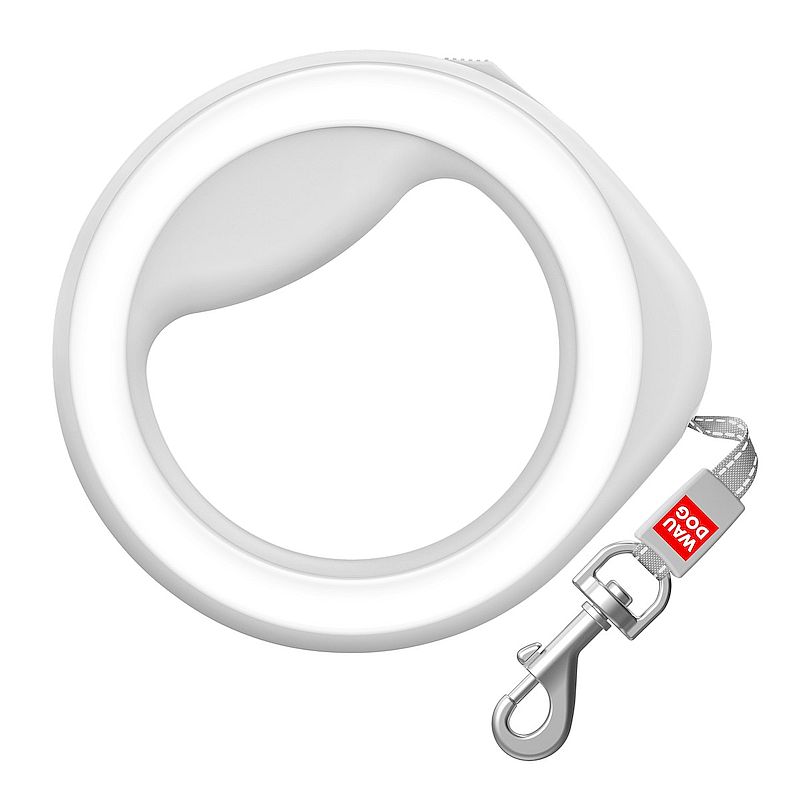 Поводок-рулетка WAUDOG R-leash XS-M (до 40 кг) круглая светоотраж лента белый для собак 2,9 м