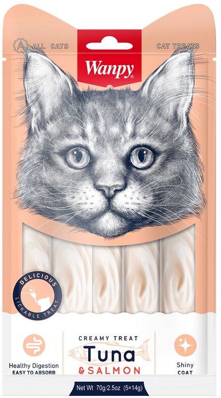 Лакомство Wanpy Cat нежное пюре из тунца и лосося для кошек 70 г