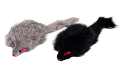 Игрушка Wogy Мышь-погремушка натур мех для кошек 8*4 см