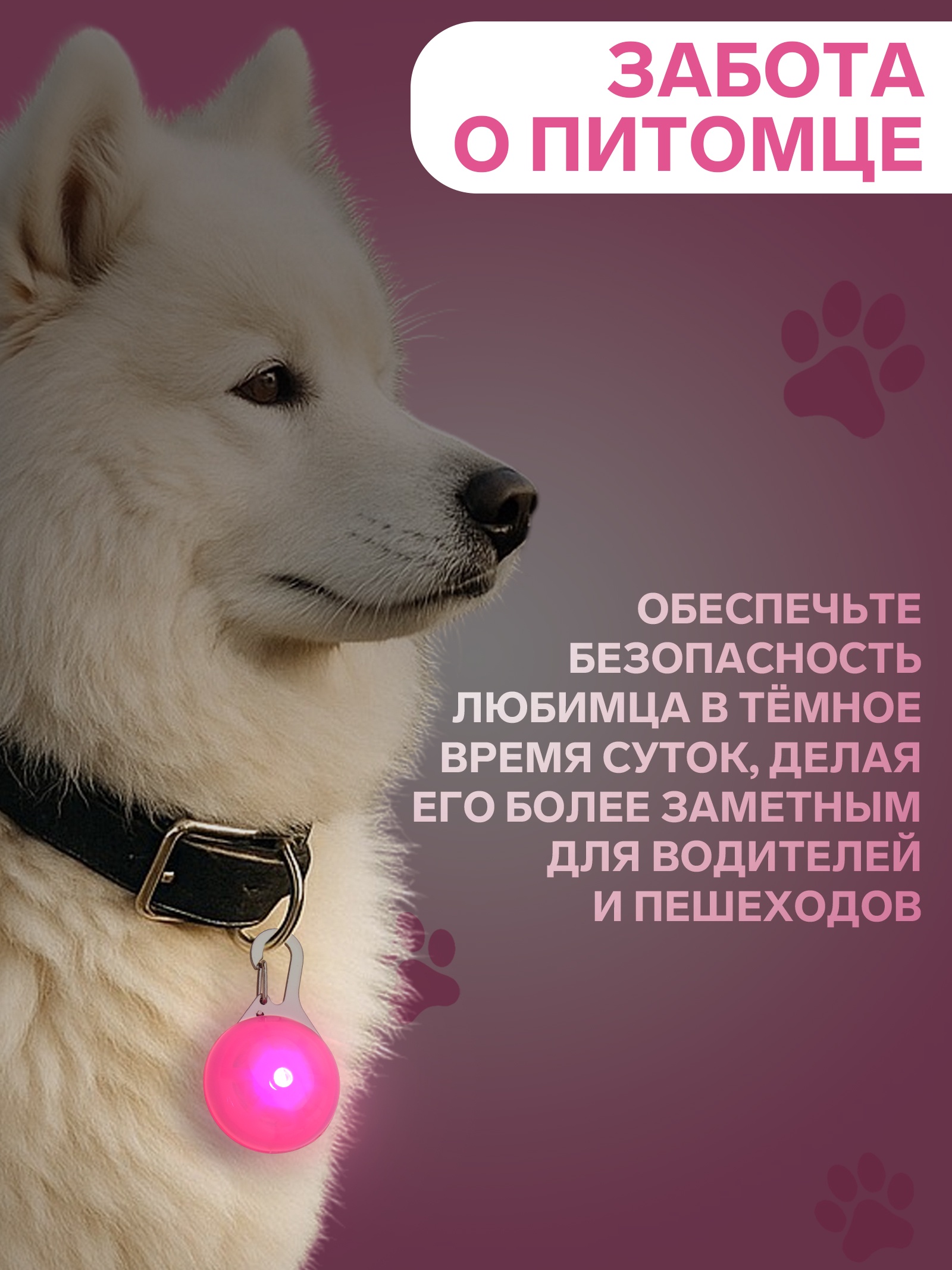 Маячок Пижон Сфера для выгула 3 режима розовый для собак 2*2*1,5 3