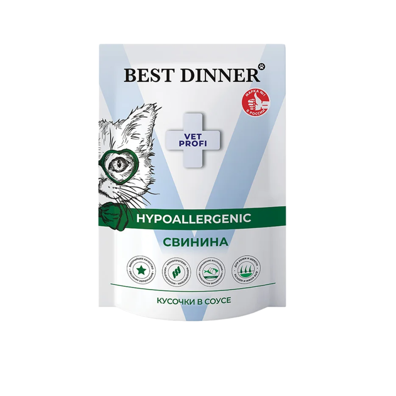 Best Dinner Vet Profi Hypoallergenic Monoprotein Adult Свинина пауч для кошек 85 г