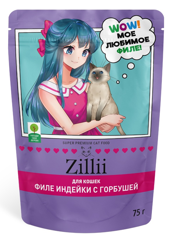 ZiLLii Adult Sterilized Индейка/Горбуша в желе пауч для кошек 75 г