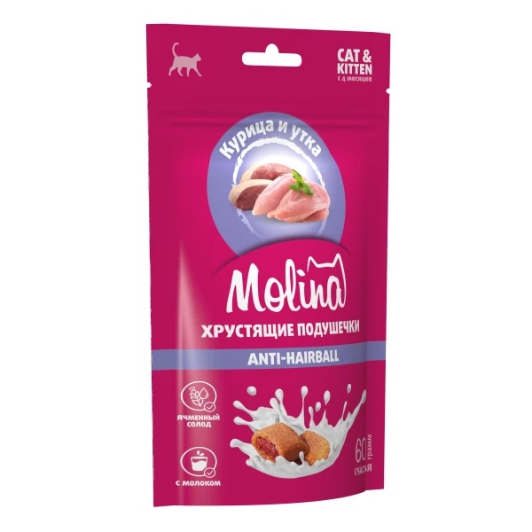 Подушечки Molina URINARY тунец и креветка  для кошек и котят 60 г 2