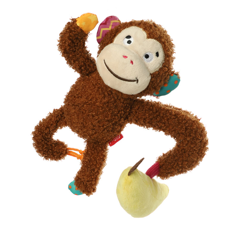 Игрушка GiGwi Обезьянка с бананом серия PLUSH FRIENDZ для собак 21см