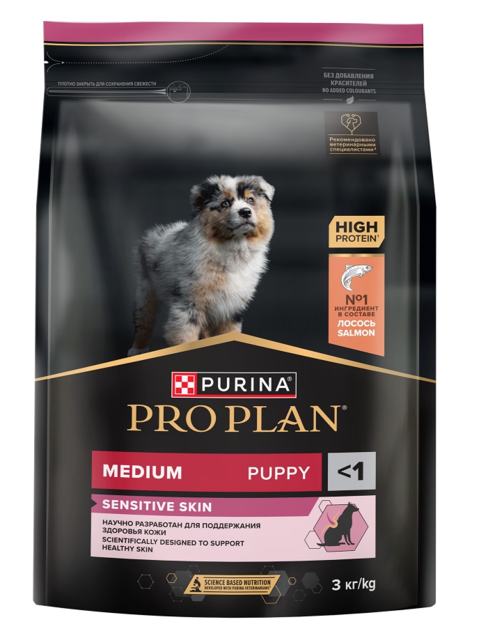 Pro Plan Medium Puppy Sensitive Skin Лосось/Рис для щенков