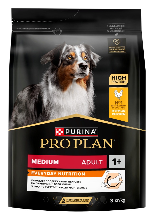 Pro Plan Medium Adult для взрослых собак средних пород, с высоким содержанием курицы