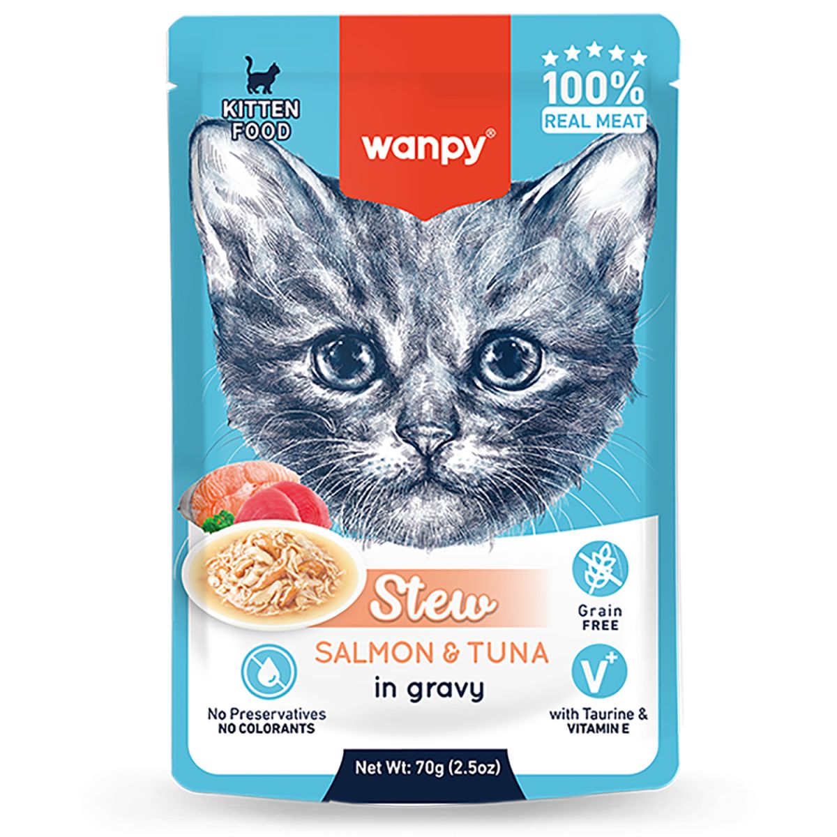 Wanpy Kitten Лосось/Тунец нежное рагу пауч для котят 70 г
