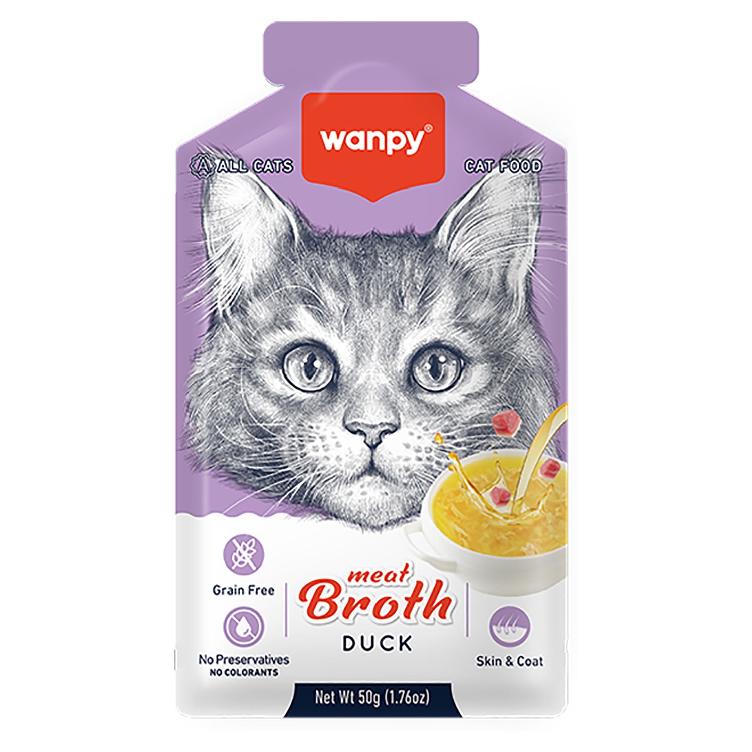 Wanpy Бульон утка пауч для кошек 50 г