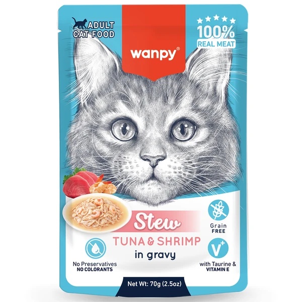 Wanpy Adult Тунец/Креветки в собственном соку пауч для кошек 70 г