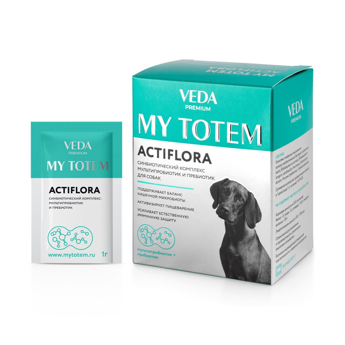 VEDA My Totem Actiflora синбиотический комплекс мультипробиотик и пребиотик саше для собак 10 саше