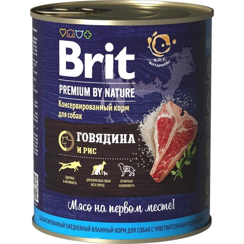 Brit Premium by Nature All Breeds Говядина/Рис консервы для собак 850 г