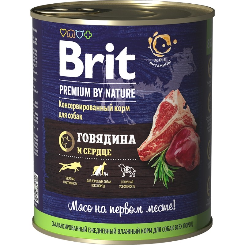 Brit Premium by Nature All Breeds Говядина/Сердце консервы для собак 850 г