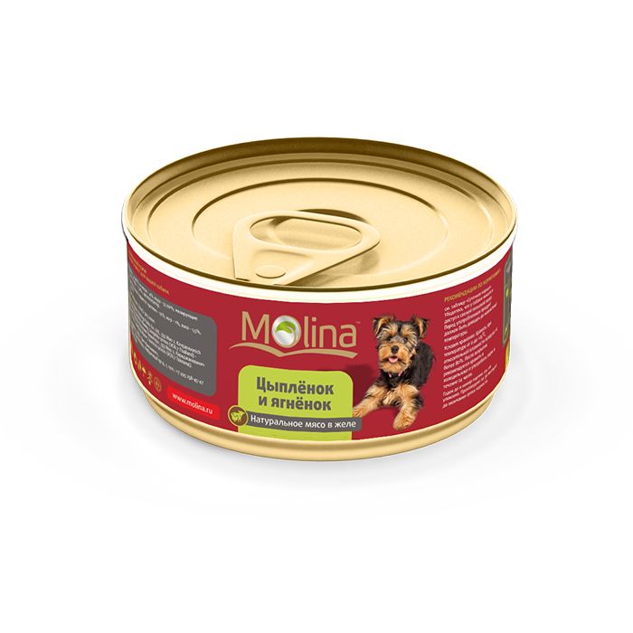 Molina Цыпленок/Ягненок в желе конс для собак 85 г 1