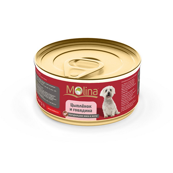 Molina Цыпленок/Говядина в желе конс для собак 85 г 1