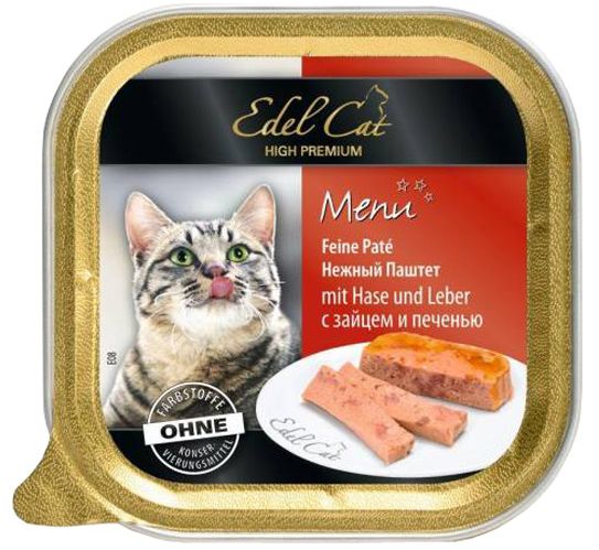 Edel Cat Заяц/печень паштет конс для кошек 100 г 1