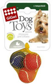 Мяч GiGwi с пищалкой маленький теннисн матер для собак 3шт 1