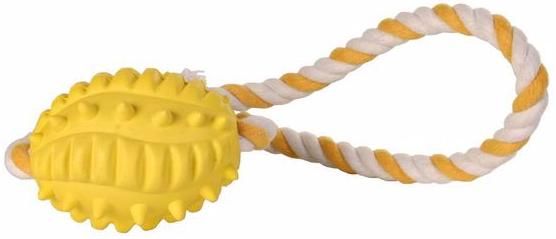 Трикси Мяч Регби рифленый на веревке 8 см 1