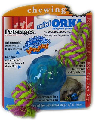 Petstages Игрушка для собак Мини Орко Мячик с канатом 1