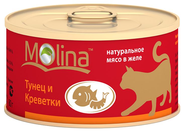 Molina Тунец/Креветки консервы для кошек 80 г 1
