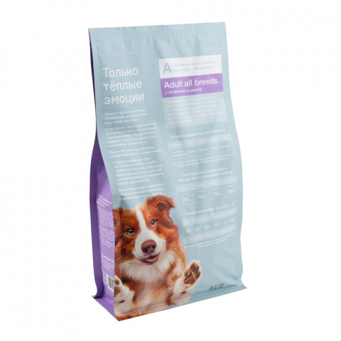 Wonderfur Adult All breeds Ягненок/рис для собак 800 г 4