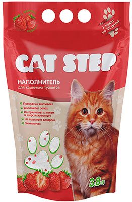 Наполнитель Cat Step силикагель клубника для кошек 1,8 кг(3,8 л) 1