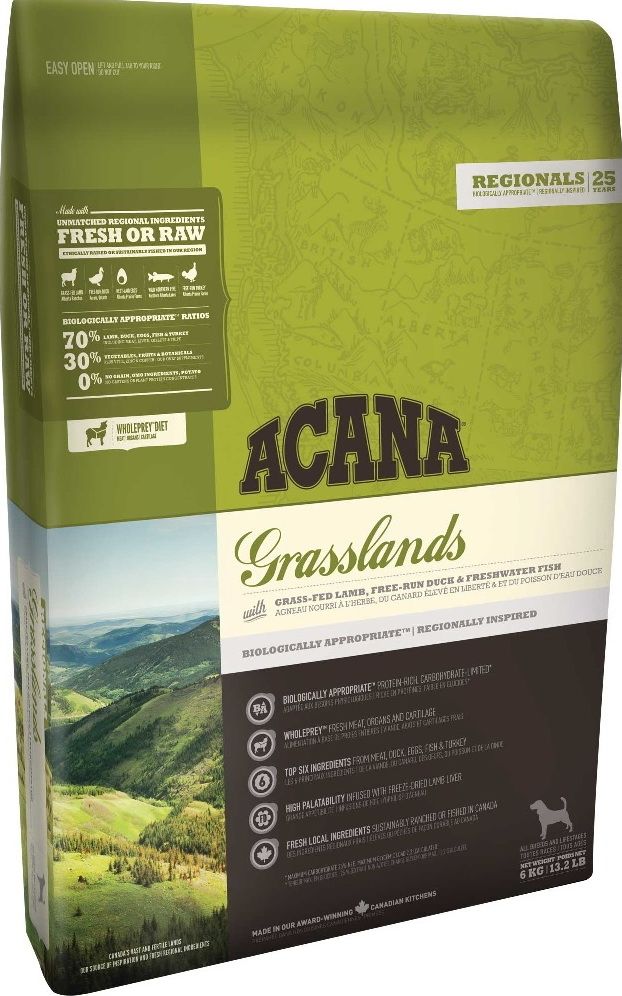 Acana Grasslands Adult Ягненок/Утка/Рыба для собак 1