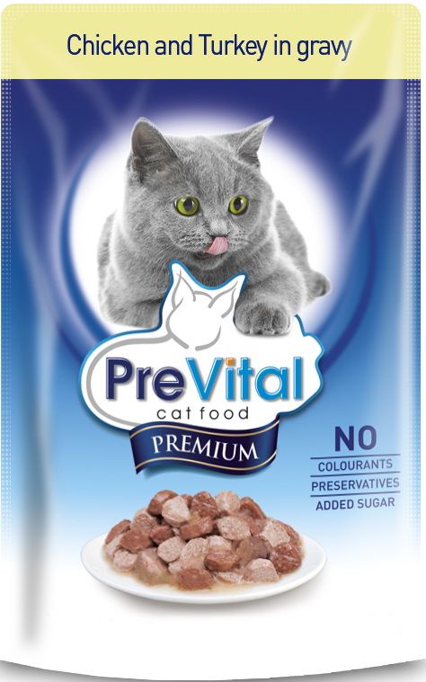 PreVital Premium Курица/индейка в соусе пауч для кошек 100 г 1