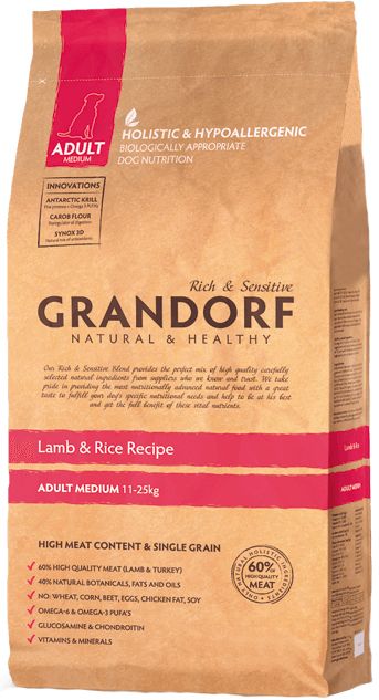 Grandorf Adult Medium Ягненок/рис для собак 12 кг 1