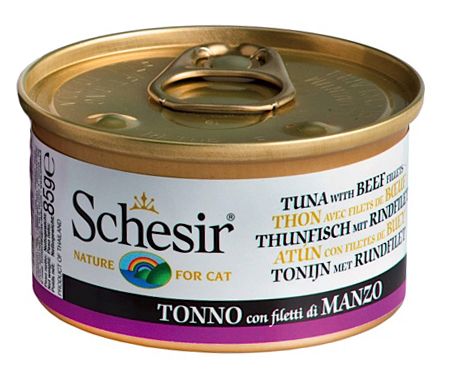 Schesir Тунец/говядина в желе консервы для кошек 85 г 1