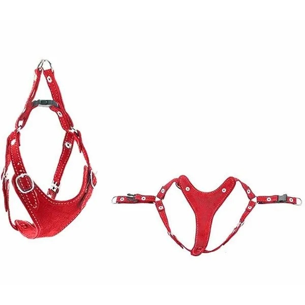  Шлейка Дарэлл Ева замша быстросъемная красная S для собак 30-40 см 2