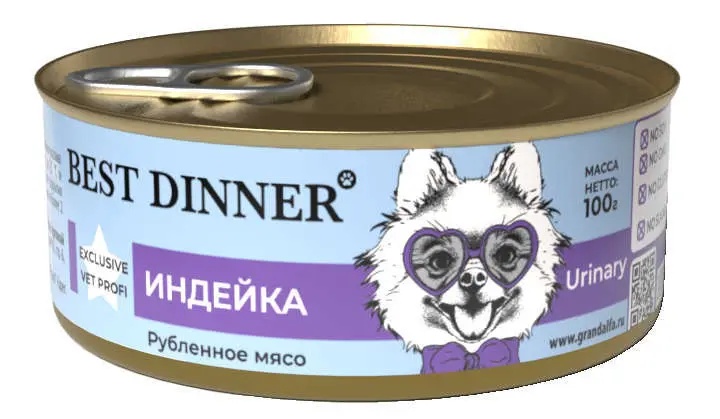 Best Dinner Exclusive Vet Profi Urinary Индейка консерва для собак 100 г