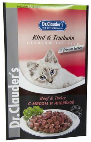 Dr. Clauder's Мясо/индейка в желе пауч для кошек 100 г 1