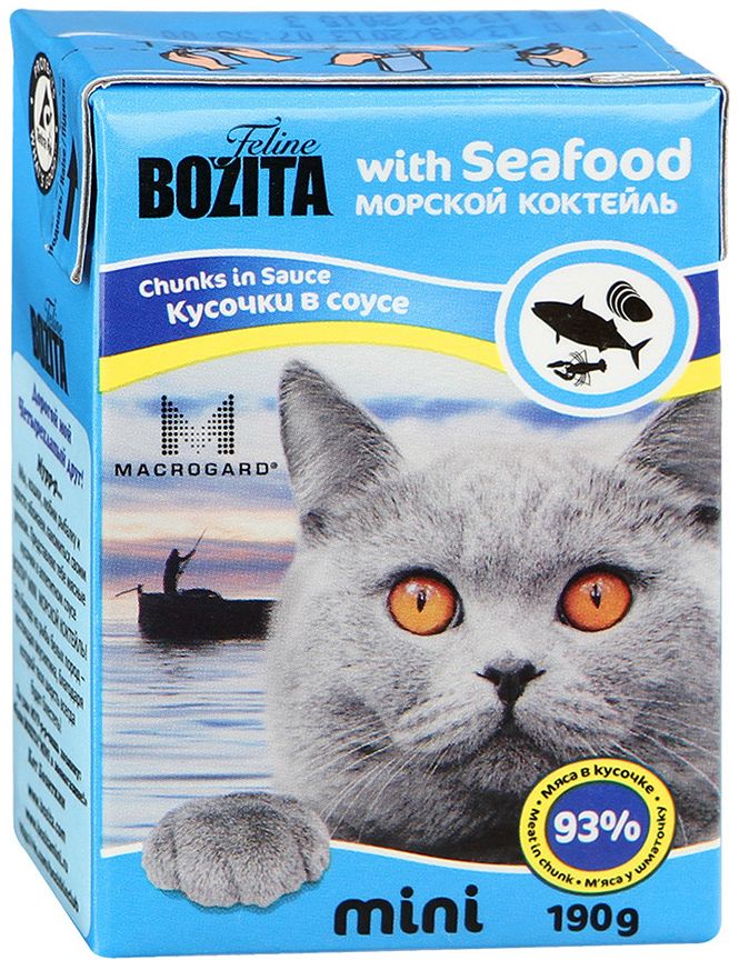 Bozita Feline mini Морской коктейль в соусе тетрапак для кошек 190 г 1