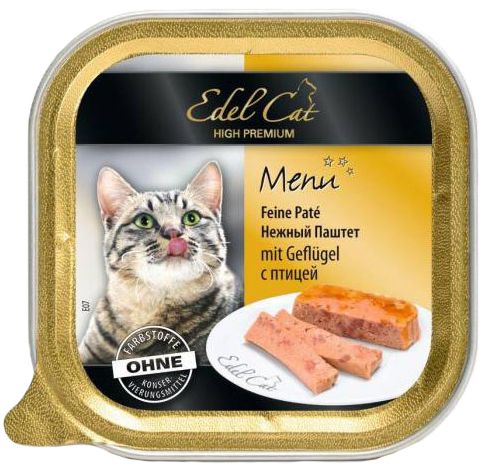 Edel Cat Птица паштет консервы для кошек 100 г 1