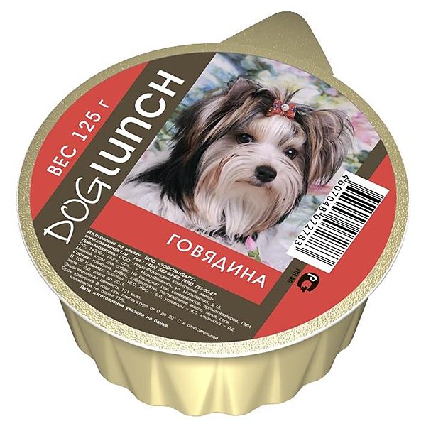 DOGLunch Говядина крем-суфле ламистер для собак 125 г 1