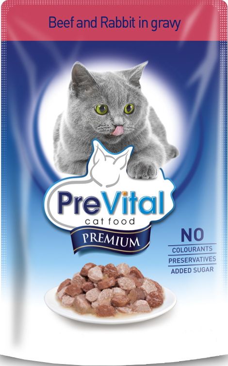 PreVital Premium Говядина/Кролик в соусе пауч для кошек 100 г 1