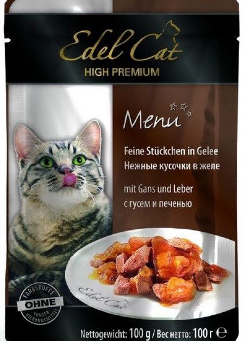 Edel Cat Гусь/печень желе пауч для кошек 100 г 1