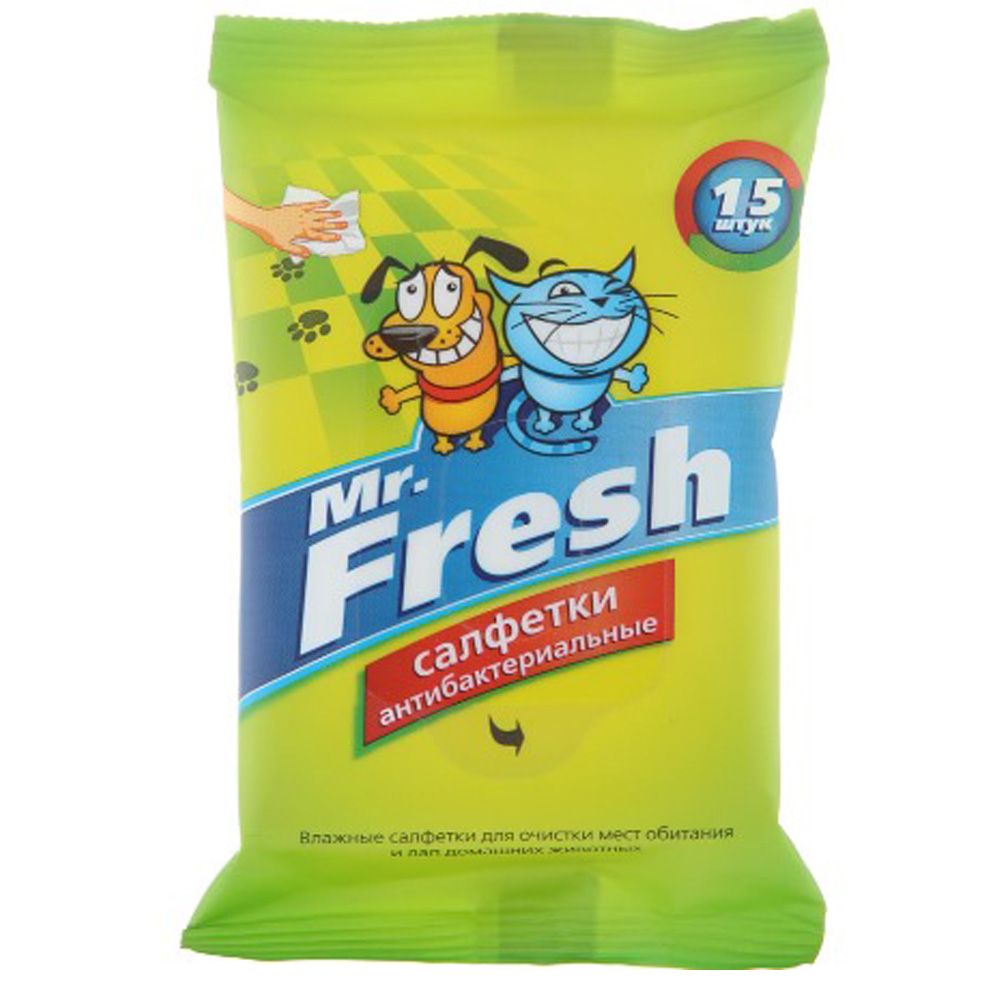 Салфетки Mr.Fresh антибактериальные влажные для животных  1