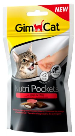 Подушечки GimCat Nutri Pockets говядина/солод для кошек 60 г 1