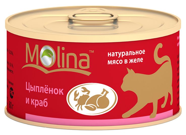 Molina Цыпленок/Краб конс для кошек 80 г 1
