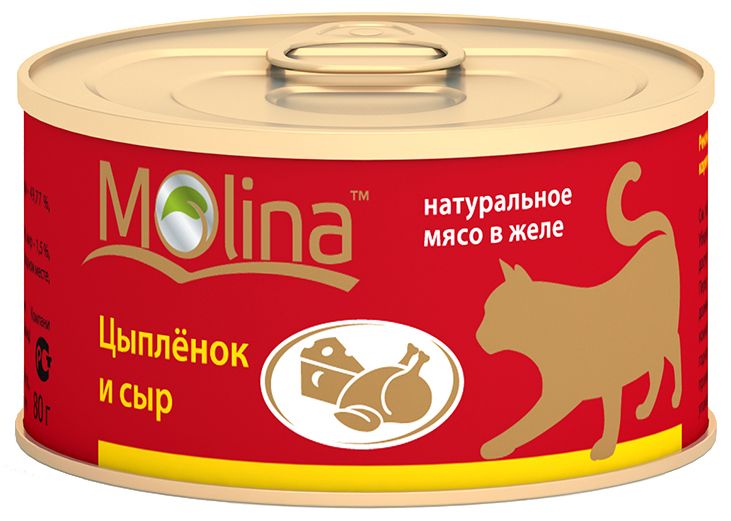 Molina Цыпленок/Сыр конс для кошек 80 г 1